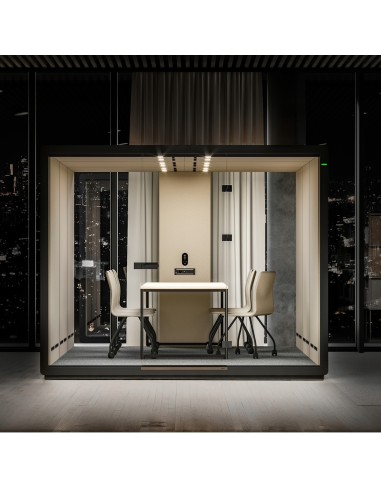 Cabine acoustique Flathouse avec assises confortables et éclairage intégré. - Flathouse
