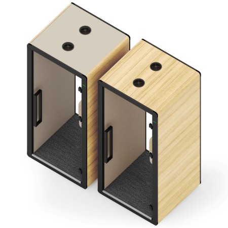 Deux cabines Flathouse côte à côte, design élégant et compact. - Flathouse