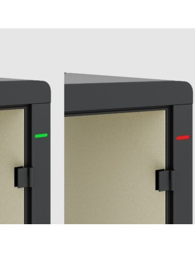 Détail du voyant lumineux de la cabine Flathouse indiquant son état d’occupation. - Flathouse