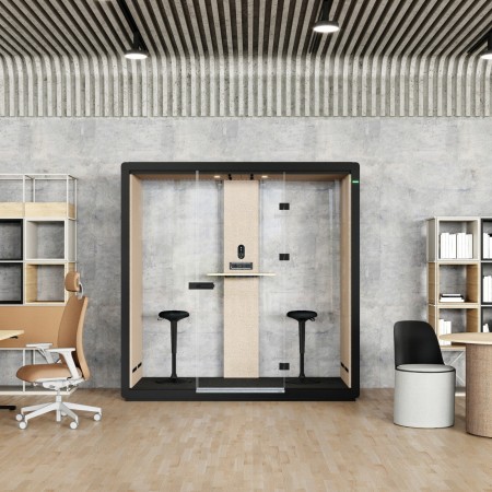 Cabine acoustique Flathouse installée dans un espace de travail contemporain. - Flathouse
