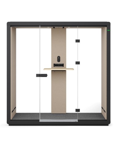 Cabine acoustique Flathouse à double porte vitrée avec éclairage intégré. - Flathouse