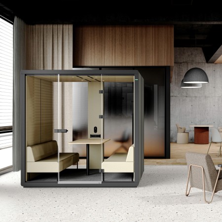 Cabine acoustique Flathouse installée dans un espace de travail moderne. - Flathouse