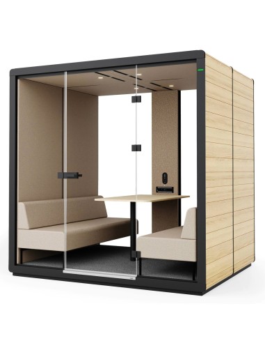 Cabine Flathouse double avec finitions bois clair et porte vitrée. - Flathouse