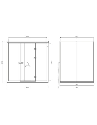 Dimensions de la cabine acoustique Flathouse, plan détaillé. - Flathouse