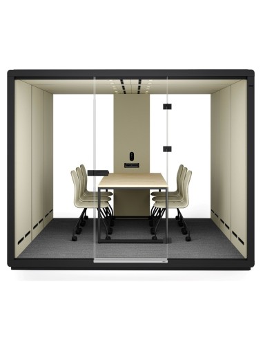 Cabine Flathouse double avec structure en métal noir et parois vitrées. - Flathouse