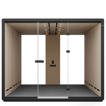 Cabine acoustique Flathouse installée dans un espace design avec éclairage tamisé. - Flathouse