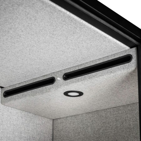 Éclairage LED intégré au plafond de la cabine acoustique Quadra. - Quadra