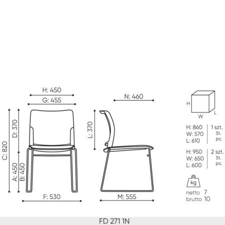 Dimensions de la chaise Fendo 271