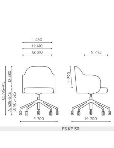 Dimensions de la chaise Flos FS KP 5R