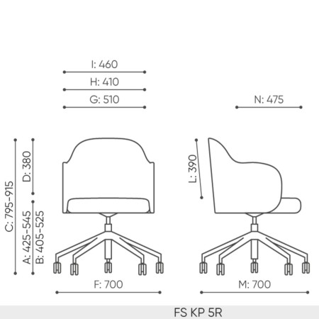 Dimensions de la chaise Flos FS KP 5R