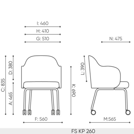 Dimensions de la chaise Flos FS KP 260