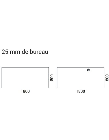 Dimensions de la table AIR Executive plateau 25 mm