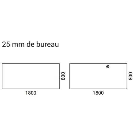 Dimensions de la table AIR Executive plateau 25 mm