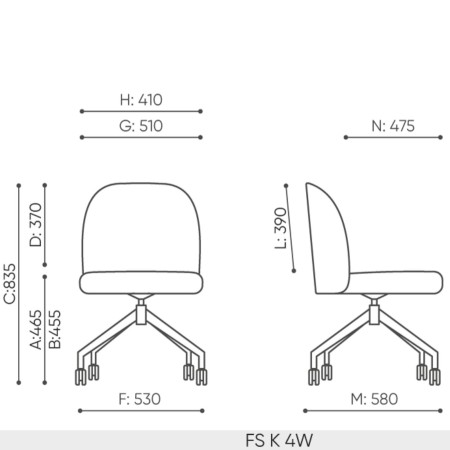 dimensions de la chaise Flos FS K 4W