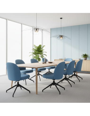 Chaise Flos FS K 4R bleue en environnement de travail professionnel