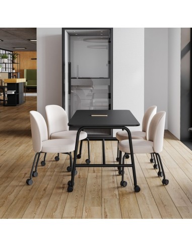 Chaise en salle de réunion piétement tubulaire noir avec roulettes – Flos FS K 260