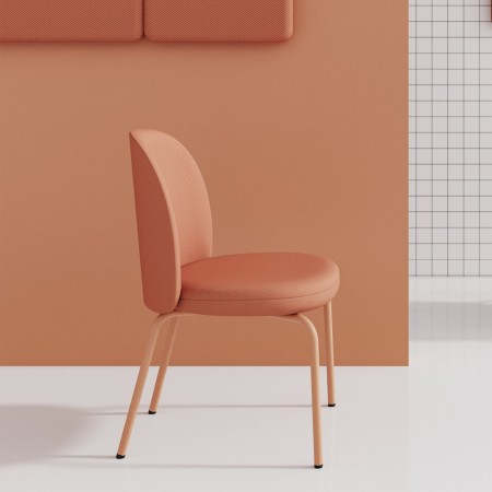 Détail de l’assise rembourrée de la chaise FS K 215 rouge corail