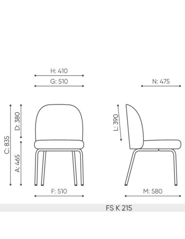 dimensions complètes de la chaise FS K 215