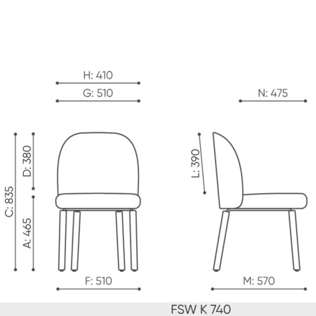 dimensions de la chaise FSW K 740