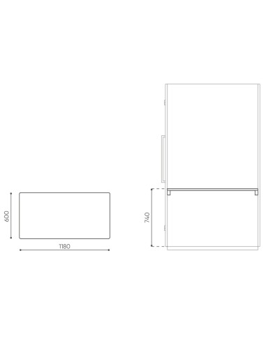 Dimensions latérales de la cabine acoustique Quadra. - Quadra