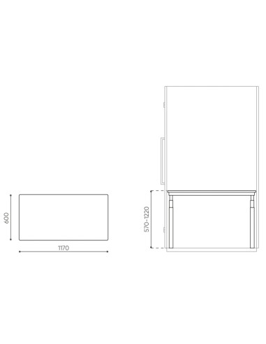 Dimensions complètes de la cabine Quadra. - Quadra
