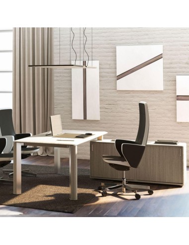 Bureau de direction Ilio en finition blanche avec module de rangement assorti