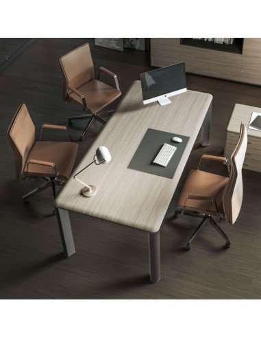 Bureau de direction Iulio droit en coloris gris orme avec piètement arrondi