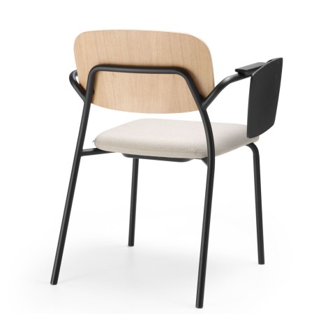 Chaise de conférence Hens – bois, métal et tablette écritoire