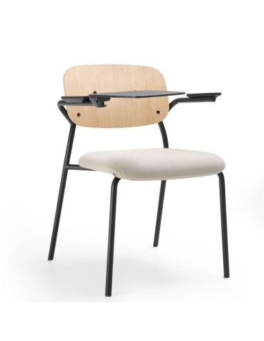 Chaise de formation Hens HS 220 avec tablette, idéale pour salles de classe et amphithéâtres.