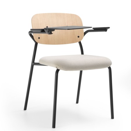 Chaise de formation Hens HS 220 avec tablette, idéale pour salles de classe et amphithéâtres.