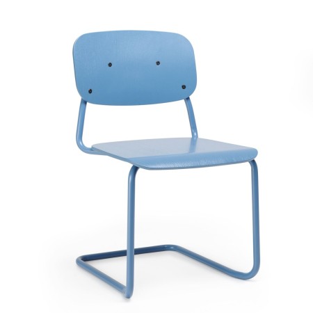 Chaise HS 231 version bois bleu en placage chêne – design scandinave structure luge