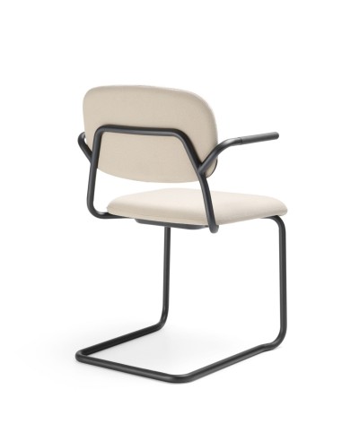 Chaise Hens HS 230 4N tapissée – dossier bas et accoudoirs PUT, structure traîneau de dos