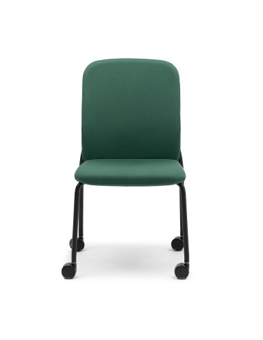 Chaise Hens HS 261 H version rembourrée vert foncé sur roulettes vue avant