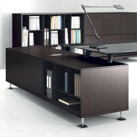 Armoire de rangement du bureau Enosi vue latéralement en finition noire