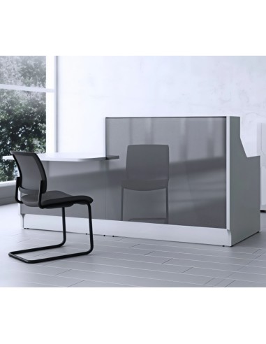 Banque d'accueil grise avec module bas pour accès PMR