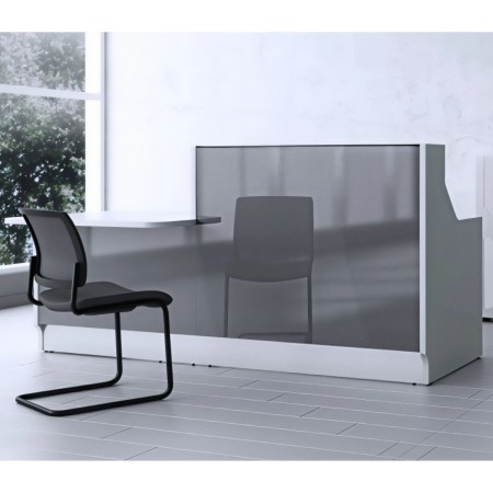 Banque d'accueil grise avec module bas pour accès PMR