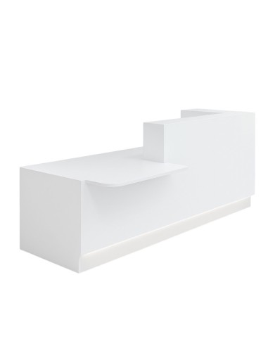 Banque d'accueil noir avec module bas et siège de travail noir et gris