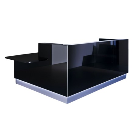 Meuble de réception noir avec accès PMR et tablette intégrée