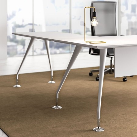 Bureau Enosi avec extension plateau retour blanc sur piètement design