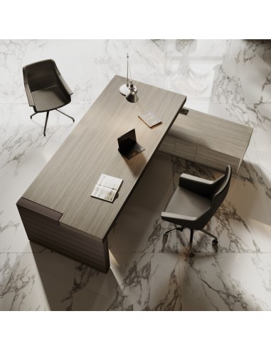 Bureau de direction Jera avec plateau gris orme et structure gris dans un espace élégant