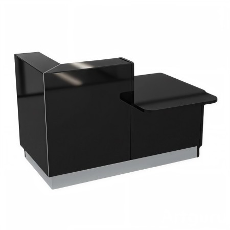 Meuble de réception noir avec accès PMR et tablette intégrée