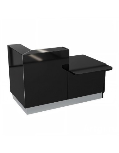 Meuble de réception noir avec accès PMR et tablette intégrée