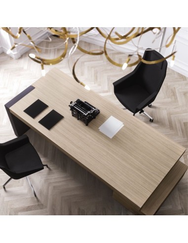 Bureau de direction Jera en gris orme avec structure gris ardoise, design italien haut de gamme