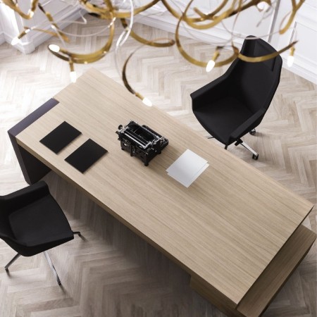 Bureau de direction Jera en gris orme avec structure gris ardoise, design italien haut de gamme