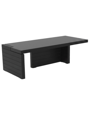Bureau de direction Jera noir avec plateau rectangulaire et voile de fond ouvert