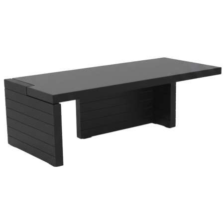 Bureau de direction Jera noir avec plateau rectangulaire et voile de fond ouvert