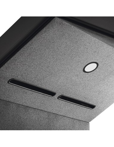 Système de ventilation intégré au plafond de la cabine Treehouse avec finition textile grise. - Treehouse