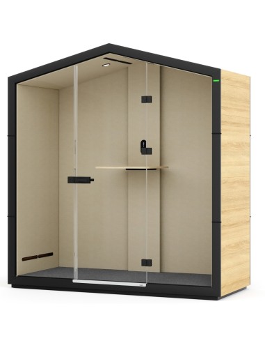 Cabine Treehouse en configuration assise haute avec tabouret et tablette murale. - Treehouse