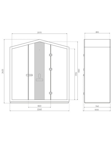Dimensions de la cabine Treehouse avec prises électriques intégrées. - Treehouse