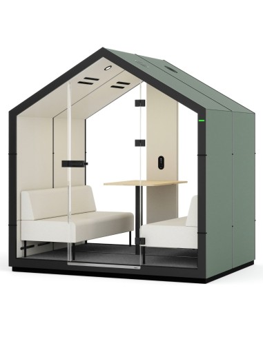 Cabine Treehouse verte avec tabouret haut et tablette murale. - Treehouse